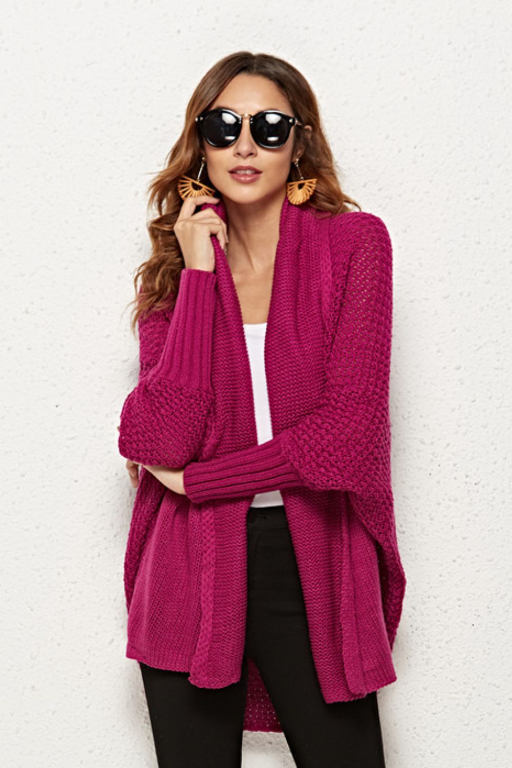 Open Front Dolman Sleeve Longline Cardigan Shirts & Tops- Doll Fits