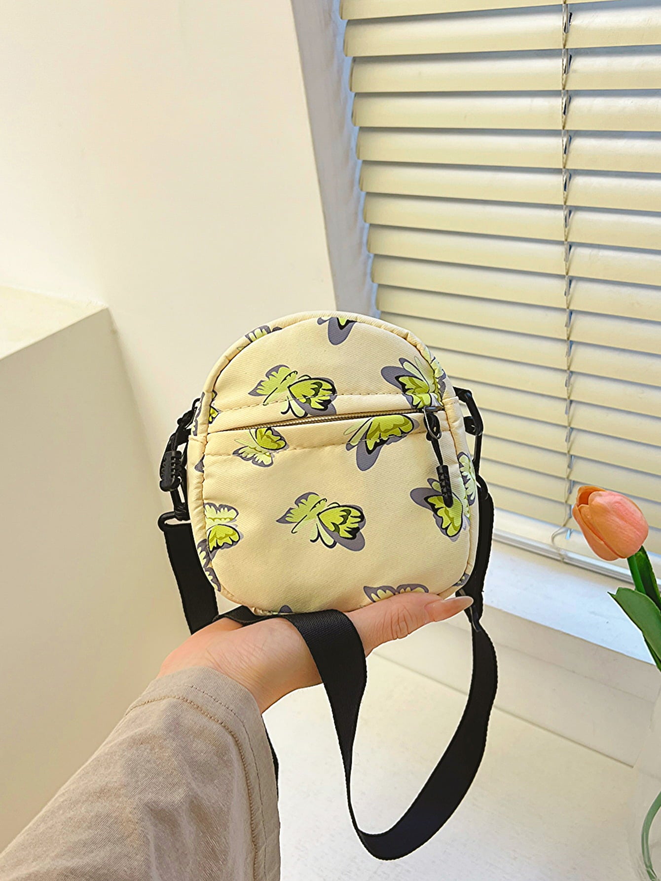 Butterfly Print Polyester Shoulder Bag Handbags- Doll Fits
