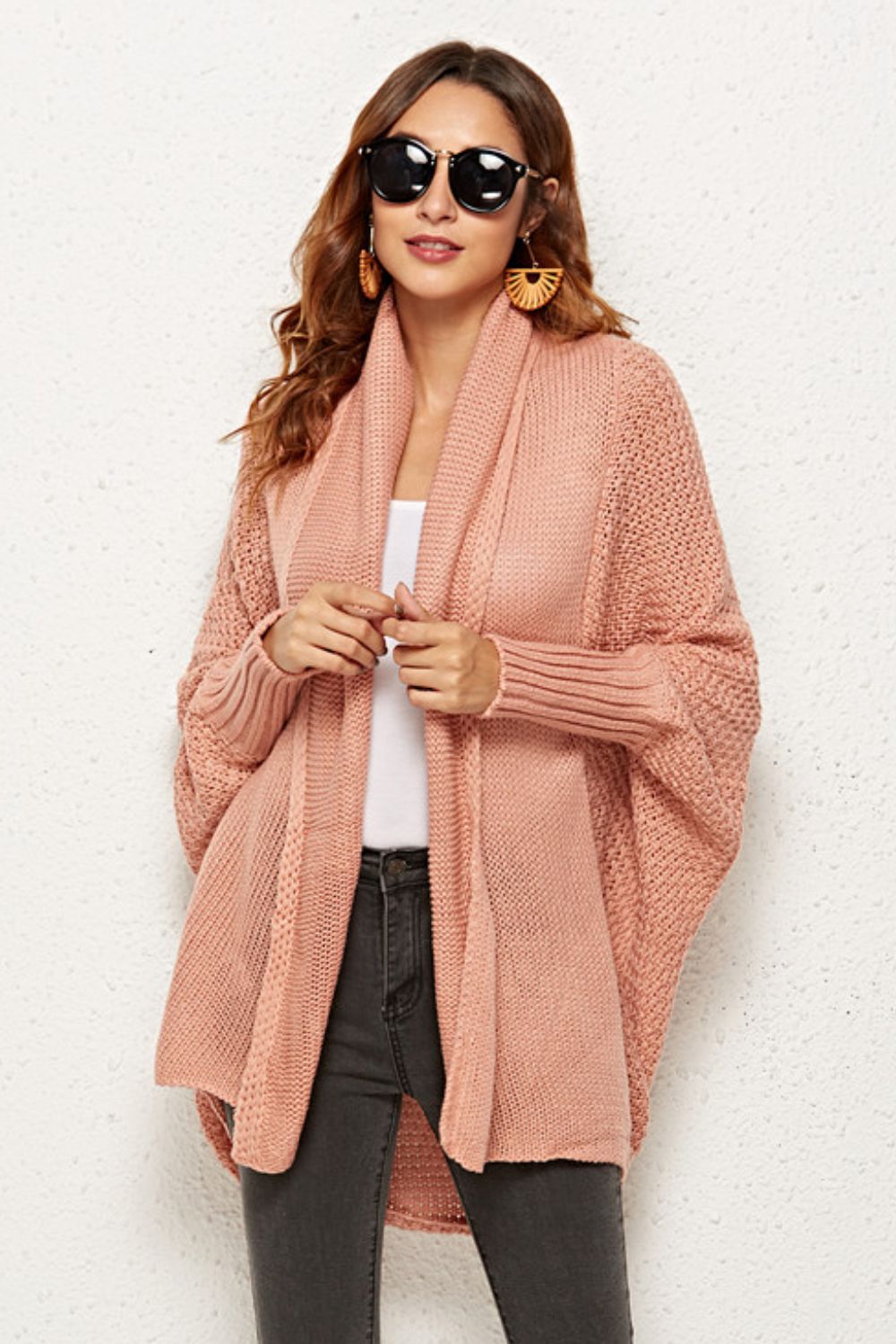 Open Front Dolman Sleeve Longline Cardigan Shirts & Tops- Doll Fits
