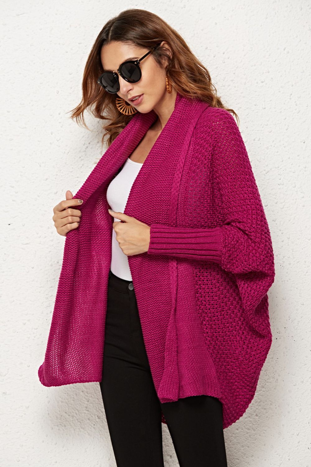 Open Front Dolman Sleeve Longline Cardigan Shirts & Tops- Doll Fits