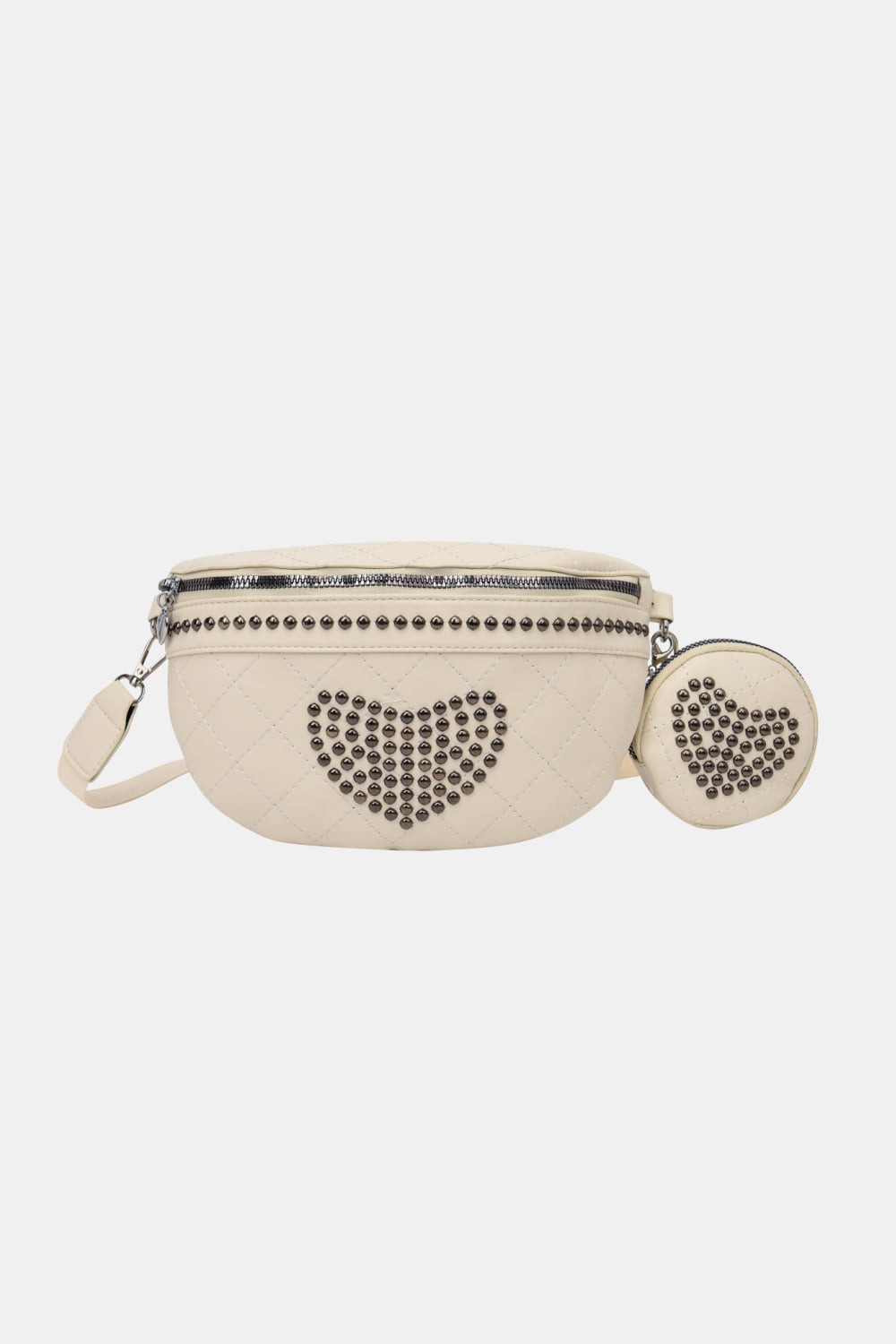Studded PU Leather Sling Bag with Small Purse - Doll Fits
