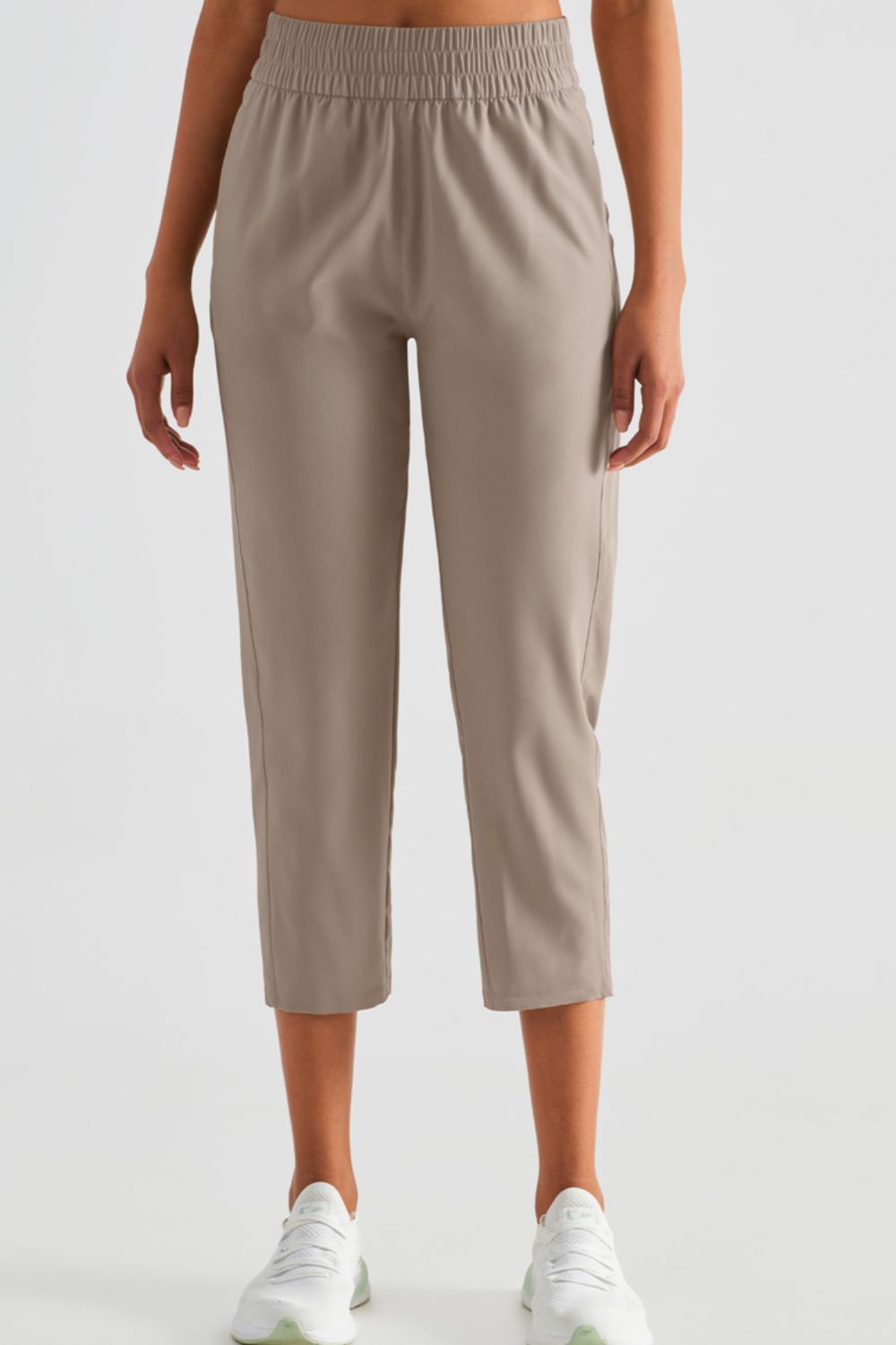 Elastic Waist Cropped Sports Pants Pants- Doll Fits