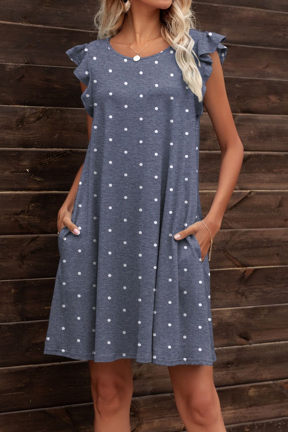 Butterfly Sleeve Round Neck Dress Dresses- Doll Fits