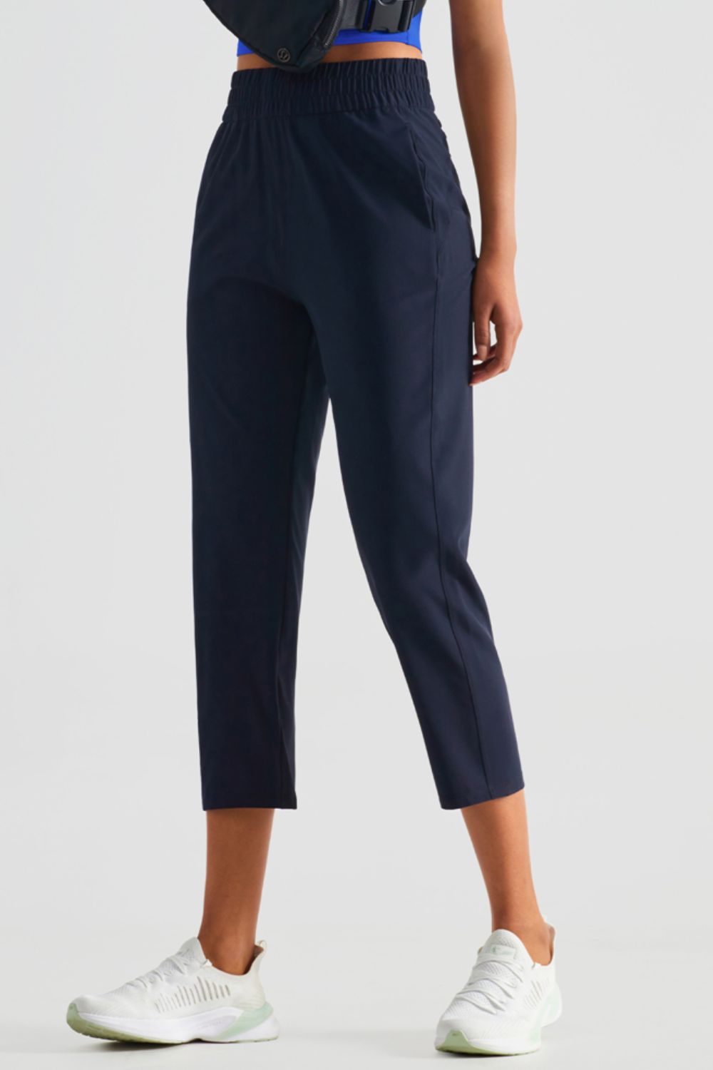 Elastic Waist Cropped Sports Pants Pants- Doll Fits