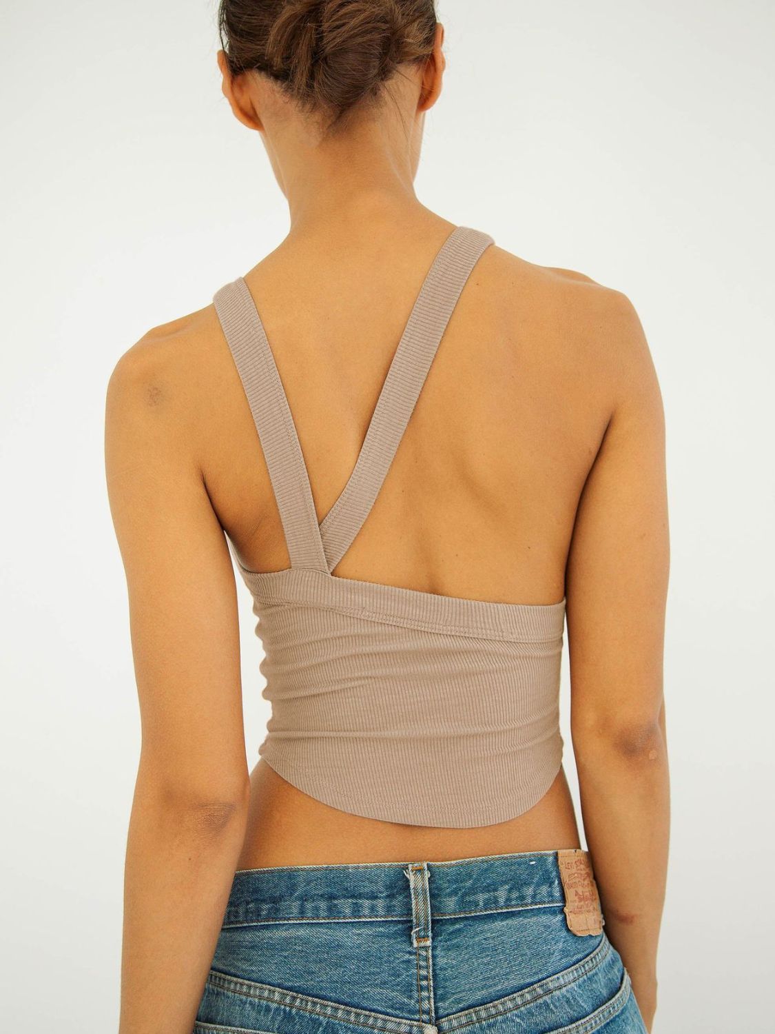 Halter Neck Ribbed Cropped Top Shirts & Tops- Doll Fits