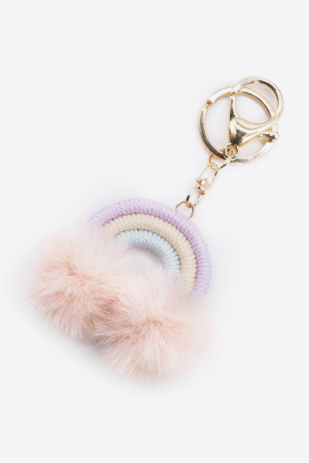Assorted 4-Pack Rainbow Pom Pom Keychain Keychains- Doll Fits