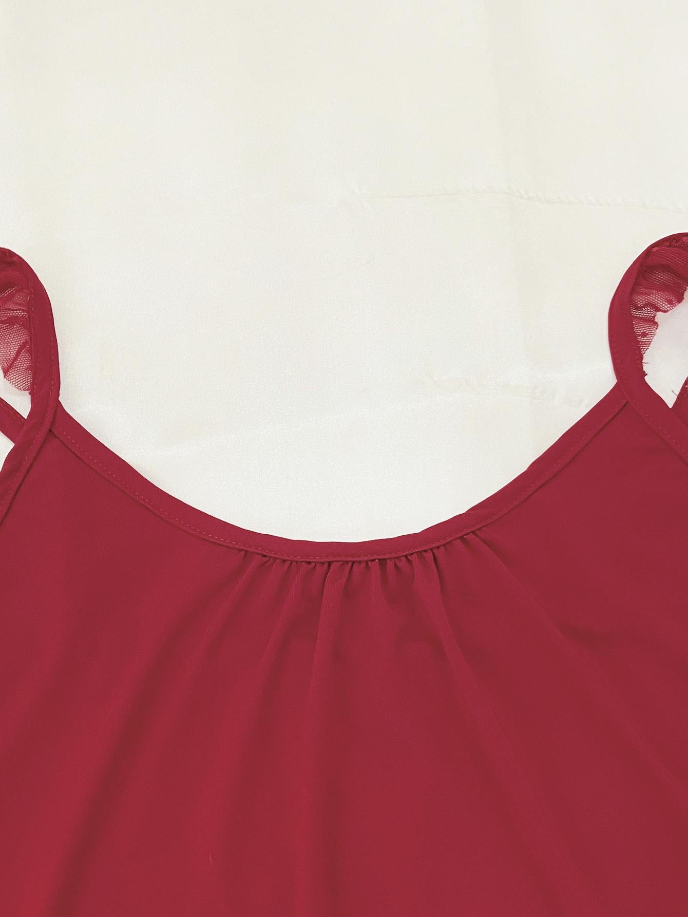 Gathered Detail Spliced Mesh Sleeveless Top and Shorts Lounge Set  Sleepwear & Loungewear- Doll Fits