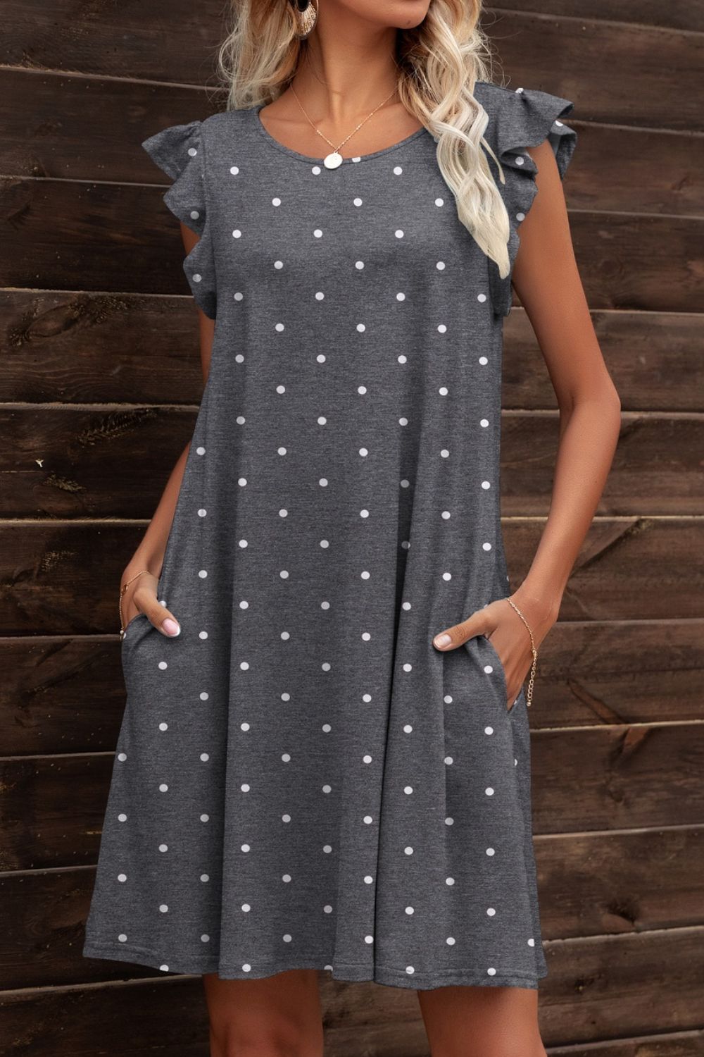 Butterfly Sleeve Round Neck Dress Dresses- Doll Fits