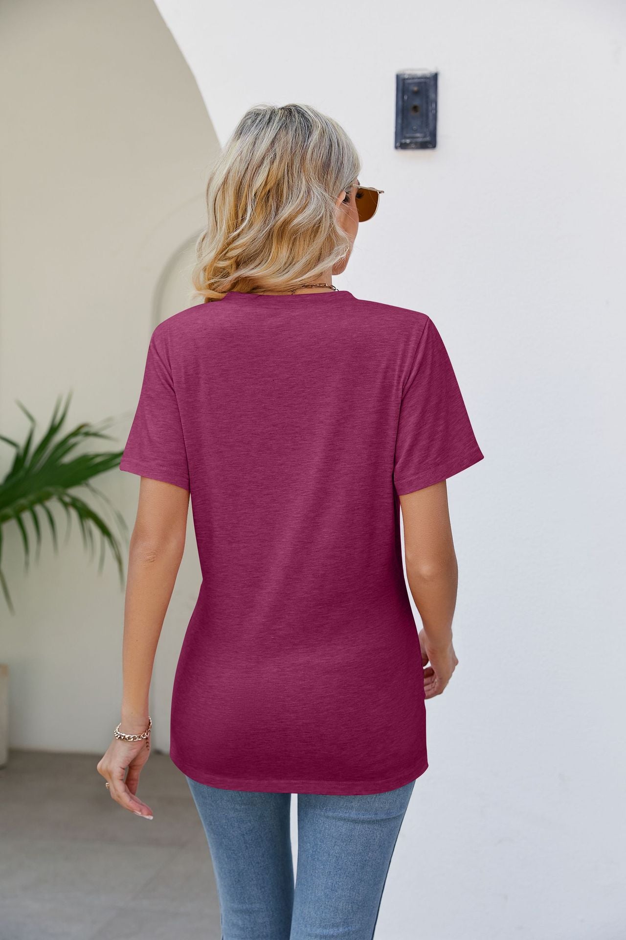 V-Neck Crisscross Short Sleeve Tee Shirts & Tops- Doll Fits