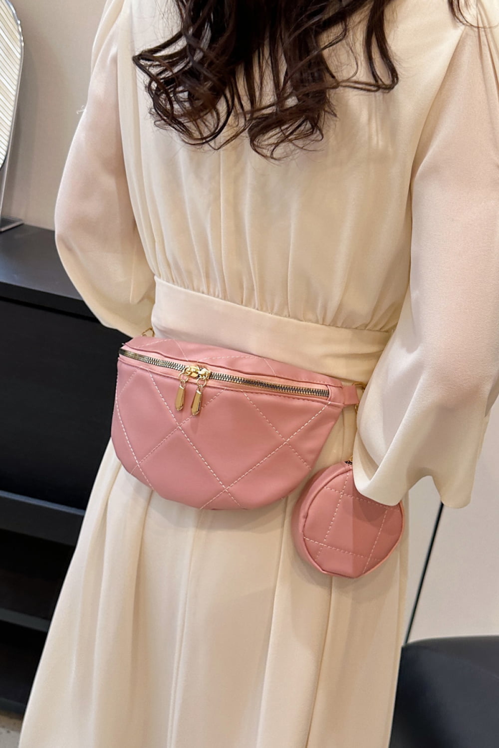 PU Leather Sling Bag with Small Purse Handbags- Doll Fits
