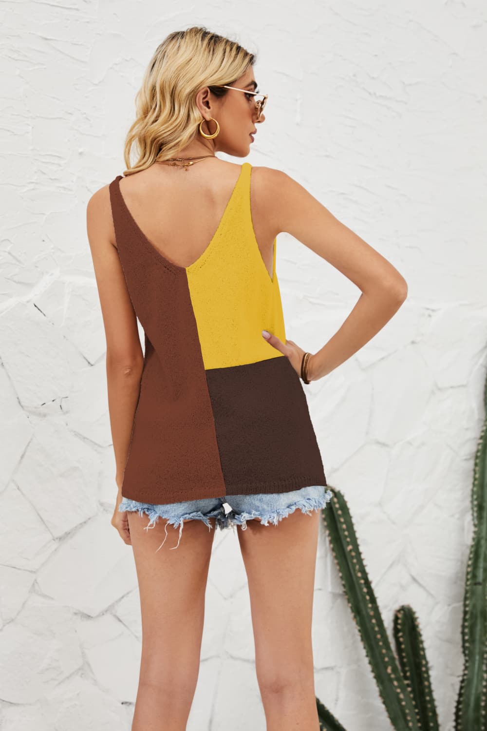 Color Block Knit Tank Shirts & Tops- Doll Fits