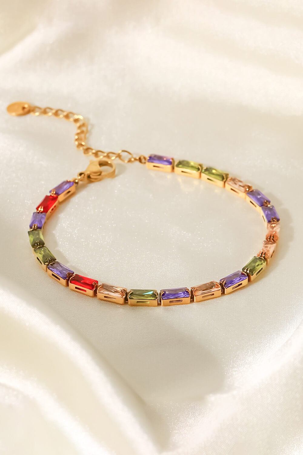 18K Gold Plated Multicolored Cubic Zirconia Bracelet  Bracelets- Doll Fits