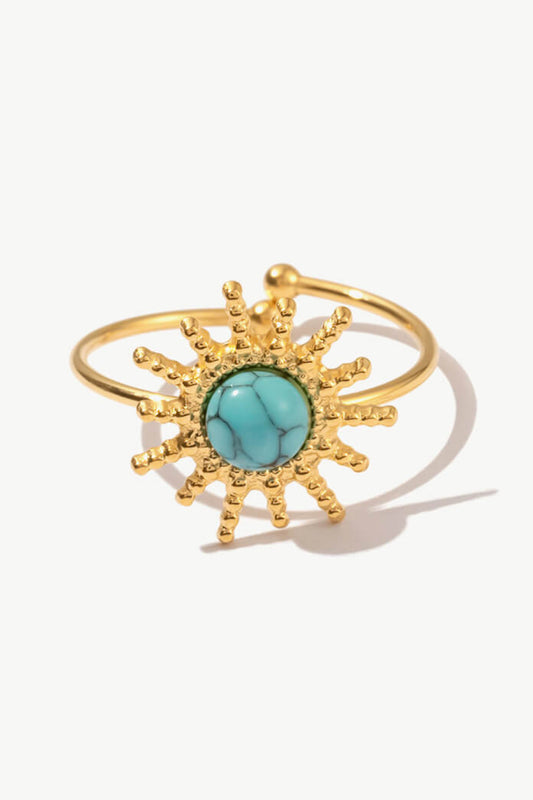 Natural Stone Sun Shape Open Ring  Rings- Doll Fits