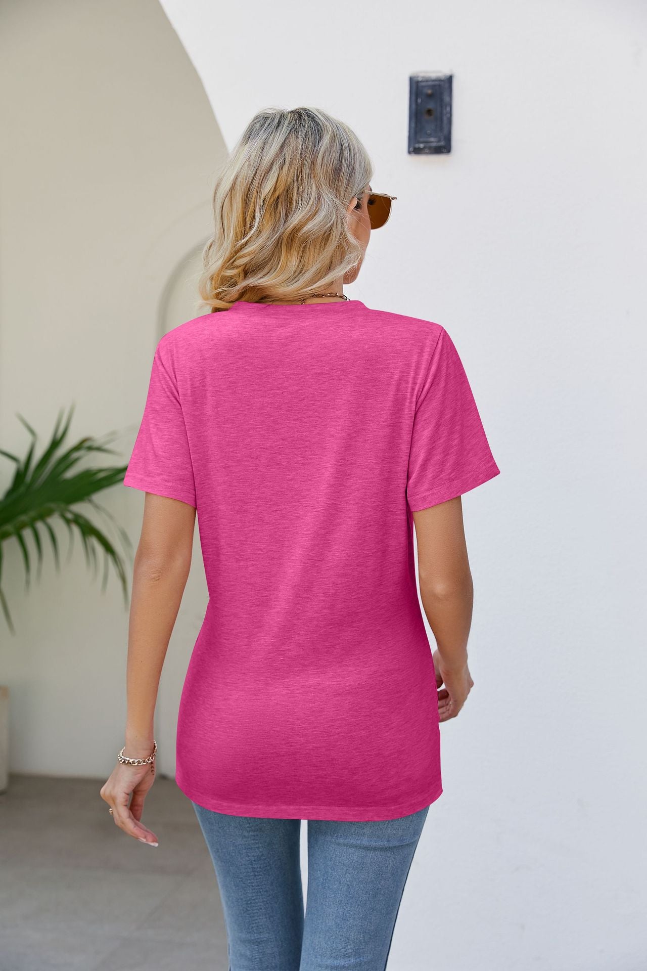 V-Neck Crisscross Short Sleeve Tee Shirts & Tops- Doll Fits