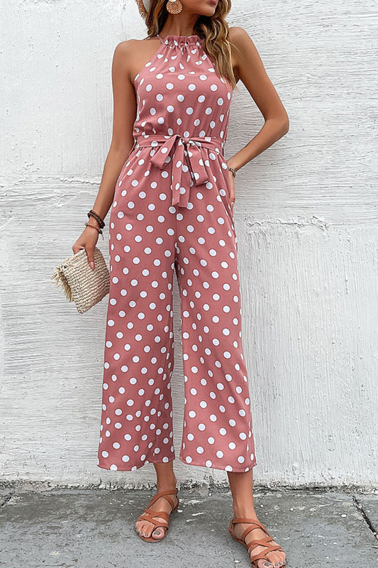 Polka Dot Grecian Wide Leg Jumpsuit  Jumpsuits & Rompers- Doll Fits
