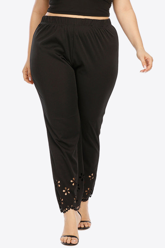 Plus Size Openwork Elastic Waist Pants  Pants- Doll Fits
