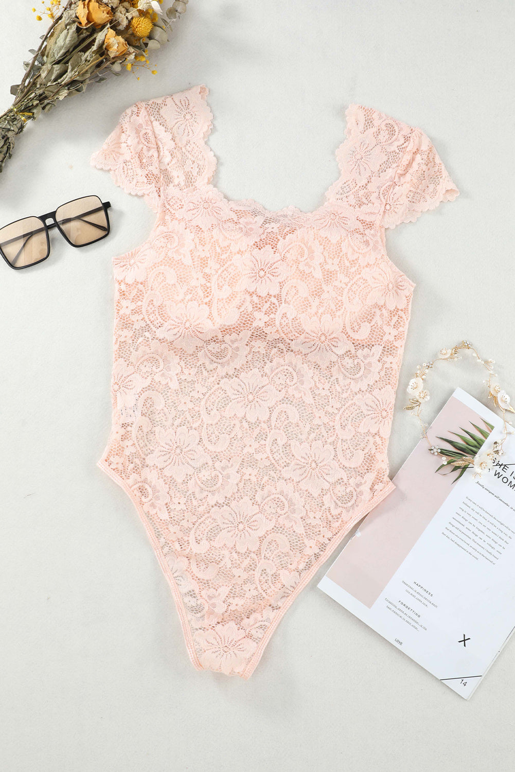 Ruched Sweetheart Neck Lace Bodysuit Shirts & Tops- Doll Fits
