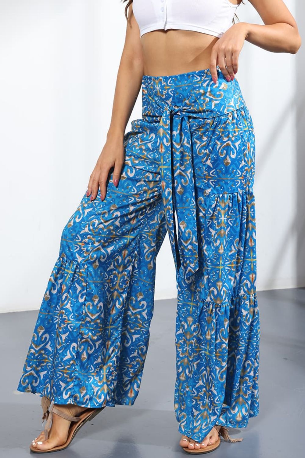 Printed High-Rise Tied Culottes - Doll Fits