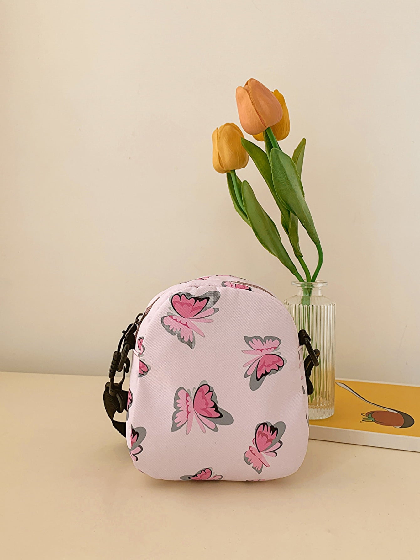 Butterfly Print Polyester Shoulder Bag Handbags- Doll Fits