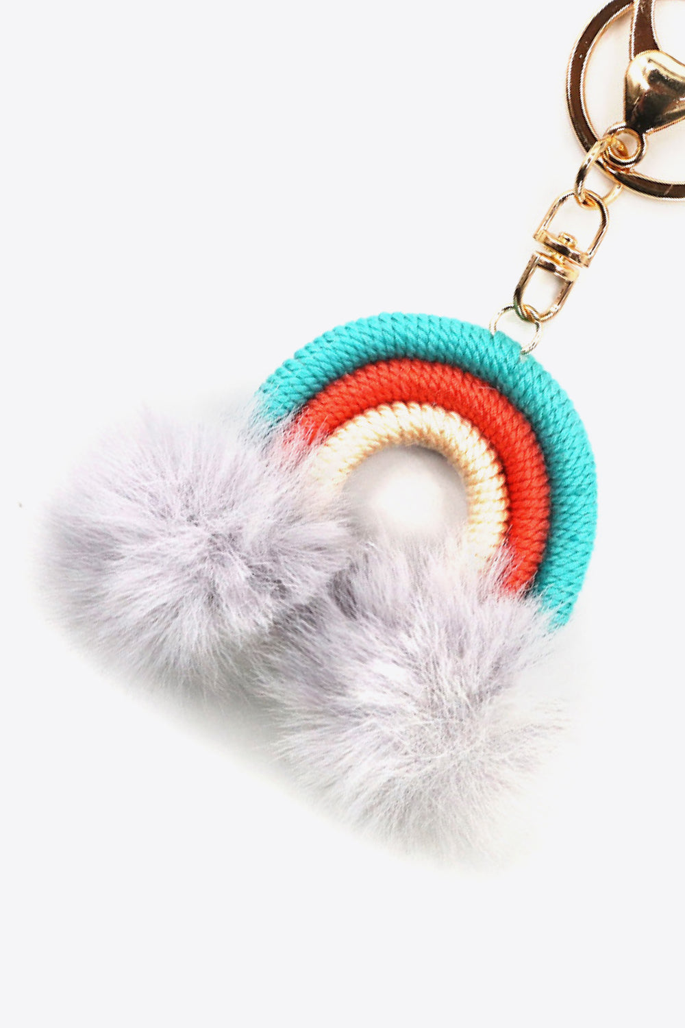 Assorted 4-Pack Rainbow Pom Pom Keychain Keychains- Doll Fits