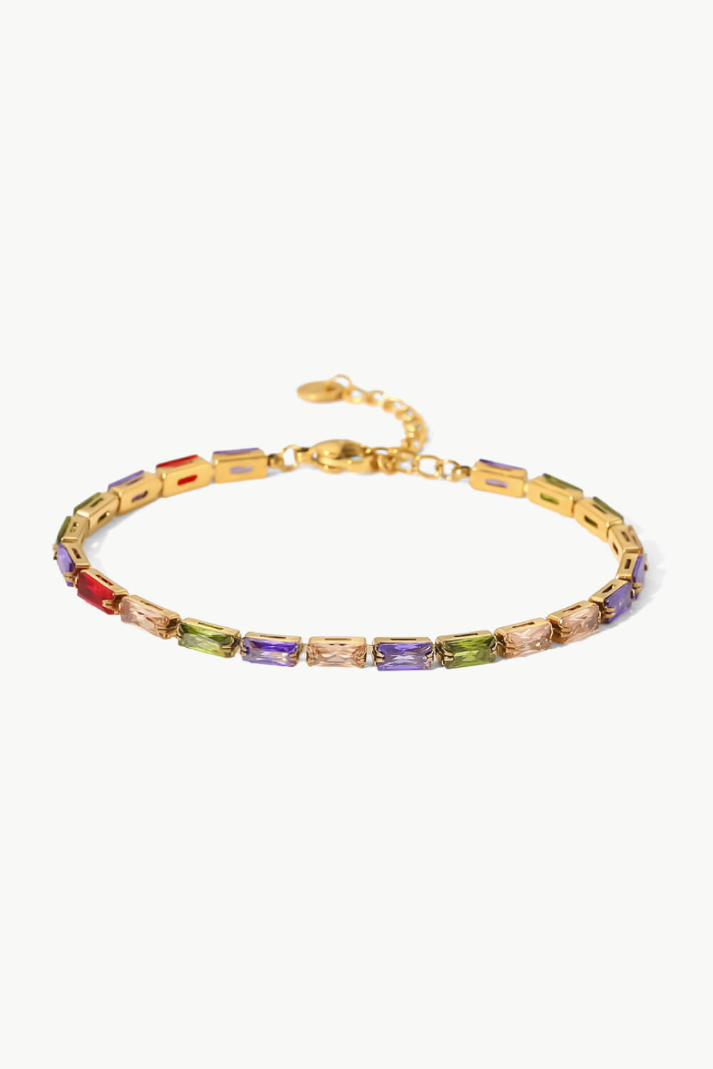18K Gold Plated Multicolored Cubic Zirconia Bracelet  Bracelets- Doll Fits