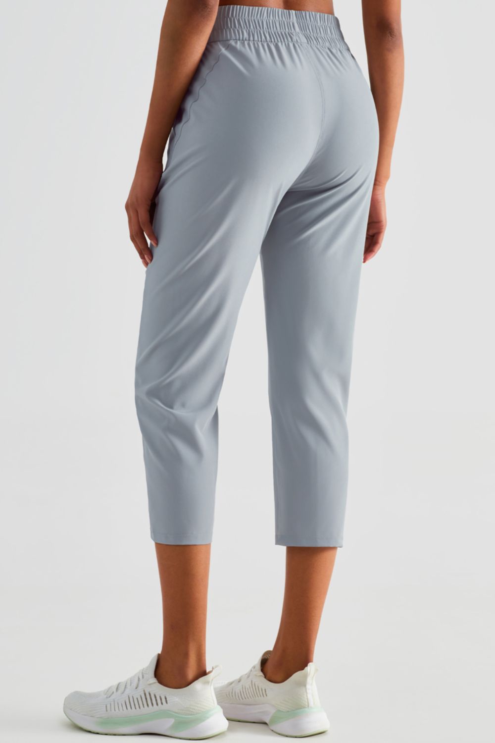 Elastic Waist Cropped Sports Pants Pants- Doll Fits