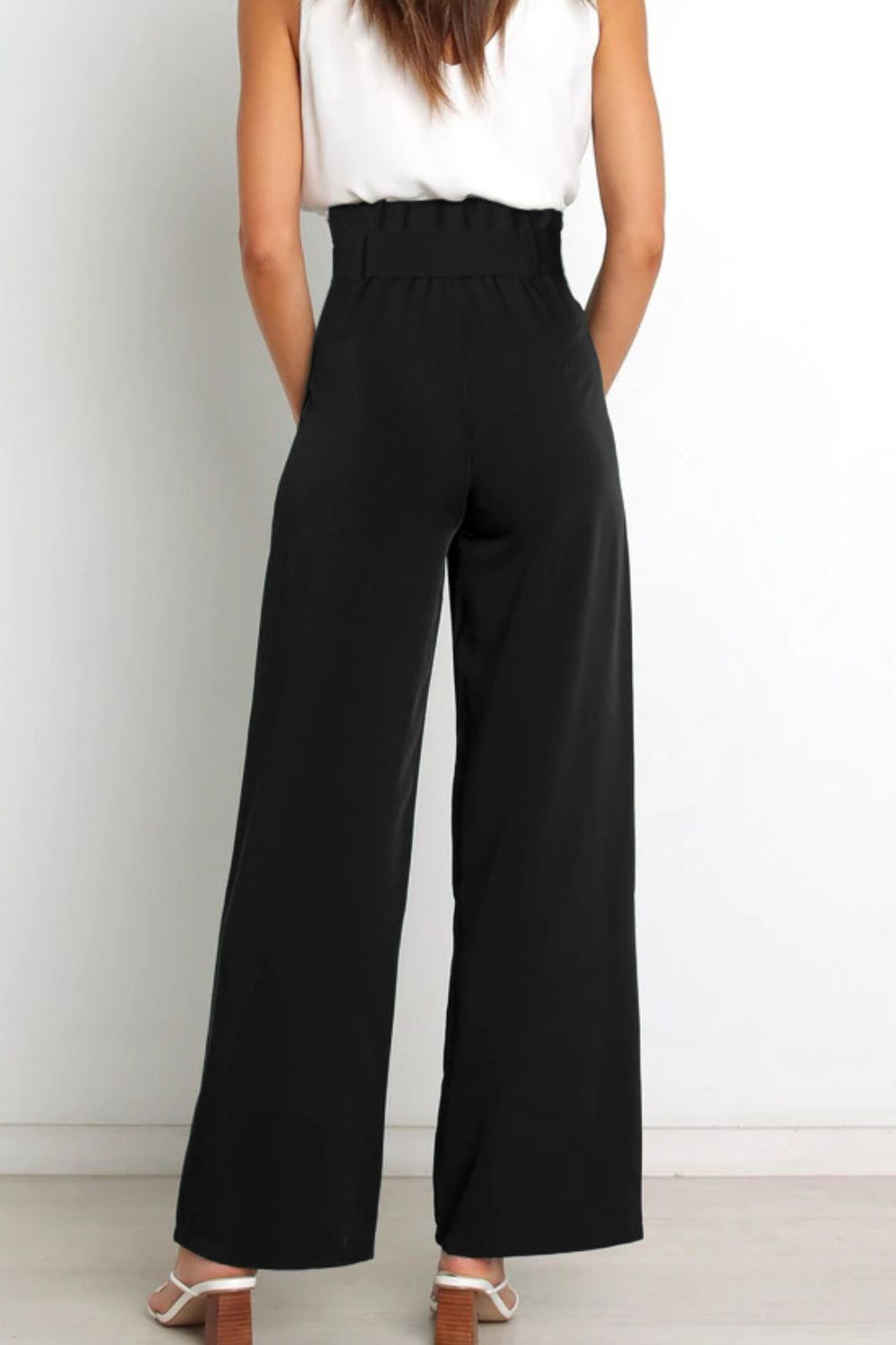Tie Front Paperbag Wide Leg Pants Pants- Doll Fits