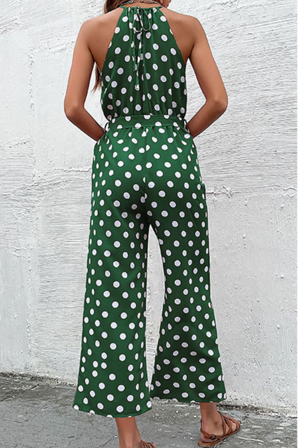 Polka Dot Grecian Wide Leg Jumpsuit  Jumpsuits & Rompers- Doll Fits