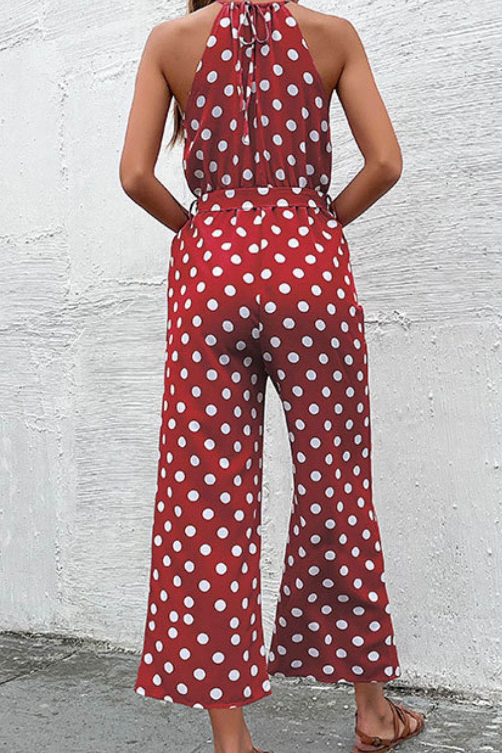 Polka Dot Grecian Wide Leg Jumpsuit  Jumpsuits & Rompers- Doll Fits
