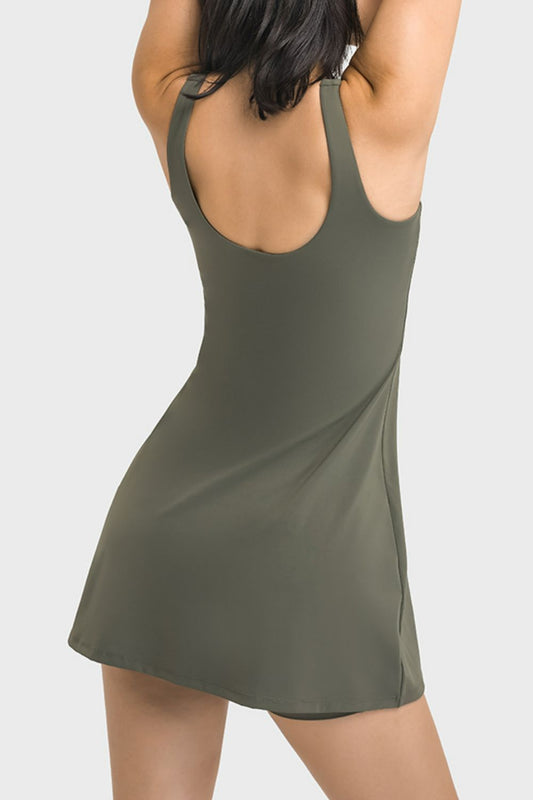 Square Neck Sports Tank Dress with Full Coverage Bottoms  Activewear- Doll Fits