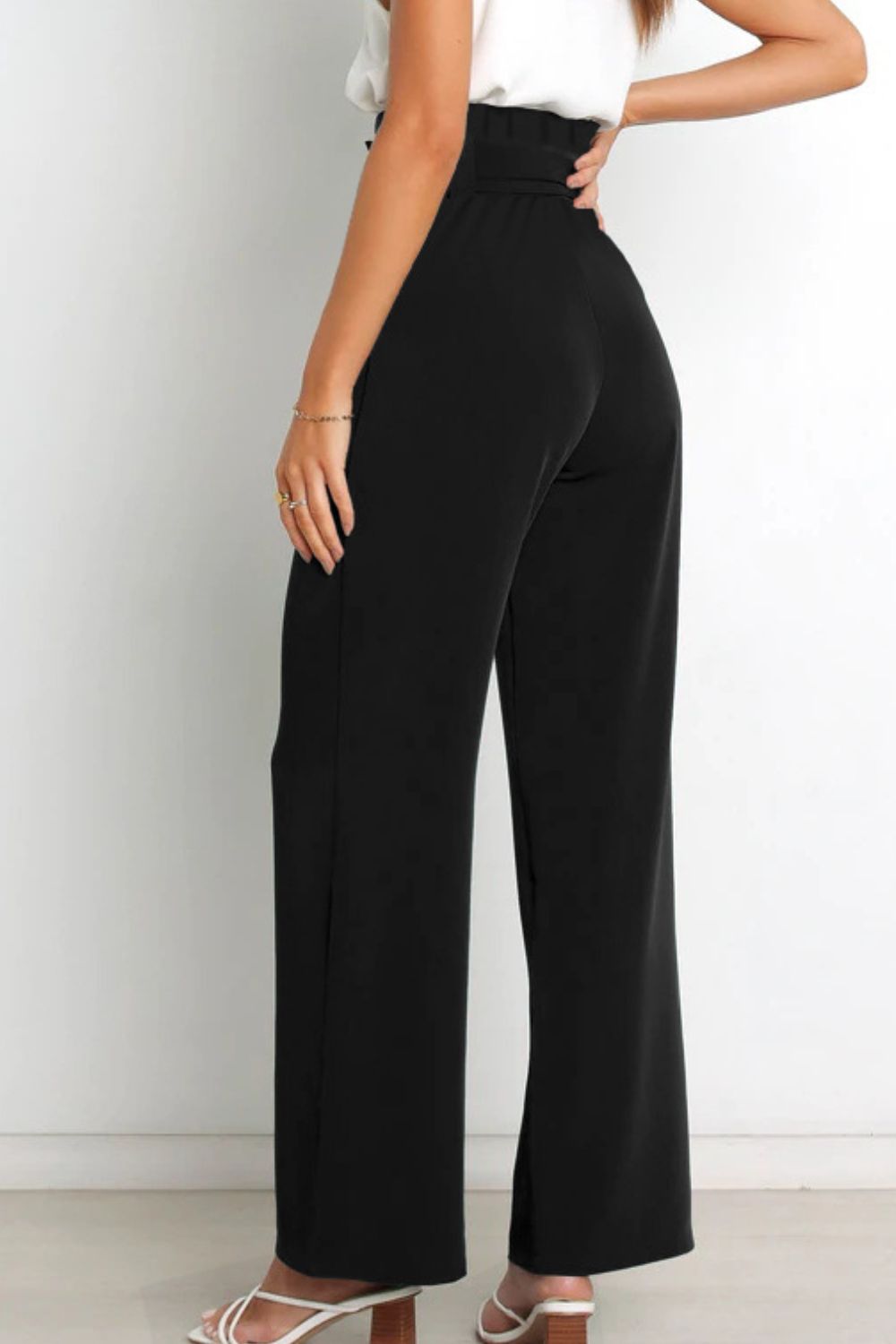 Tie Front Paperbag Wide Leg Pants Pants- Doll Fits
