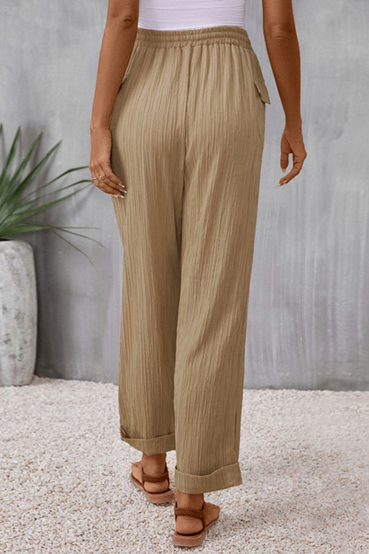 Tie Waist Pocketed Long Pants  - Doll Fits