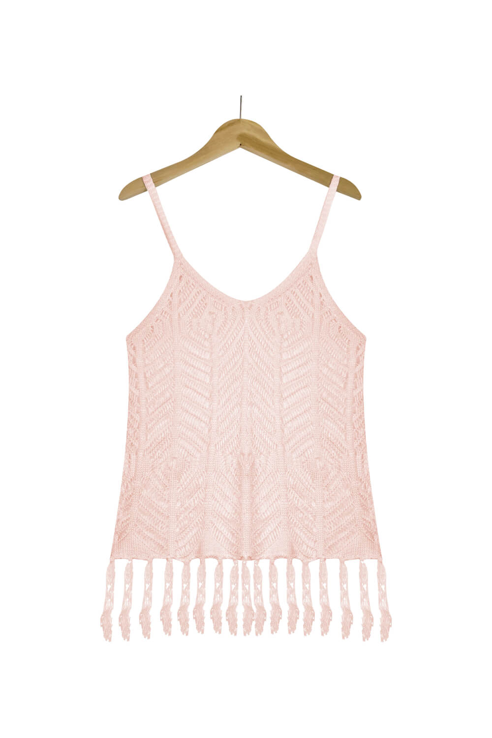 Openwork Fringe Hem Sleeveless Cover Up Swimwear- Doll Fits