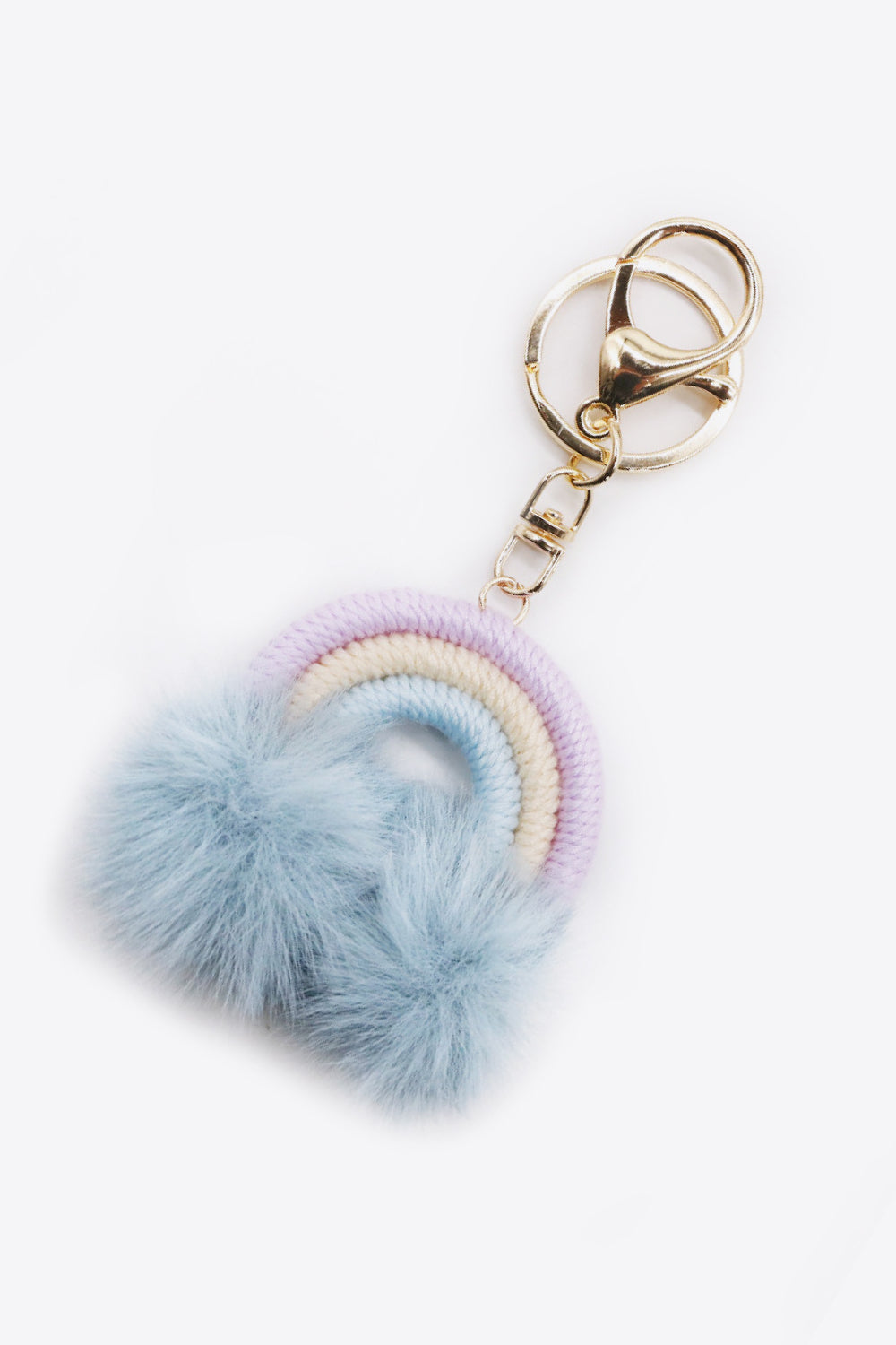 Assorted 4-Pack Rainbow Pom Pom Keychain Keychains- Doll Fits