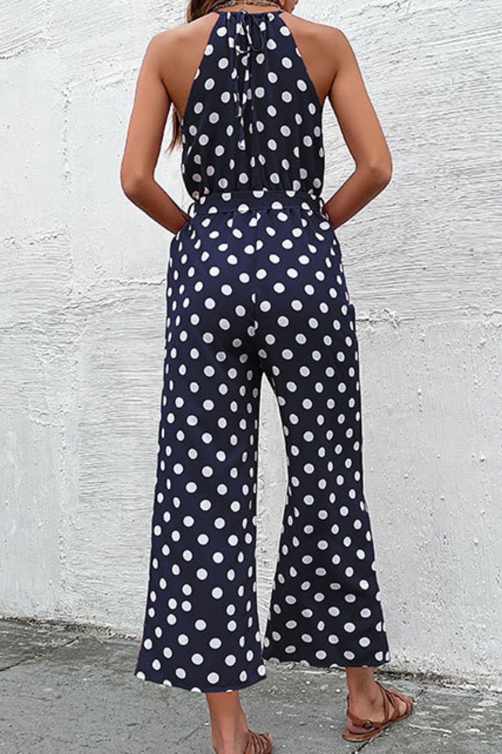 Polka Dot Grecian Wide Leg Jumpsuit  Jumpsuits & Rompers- Doll Fits