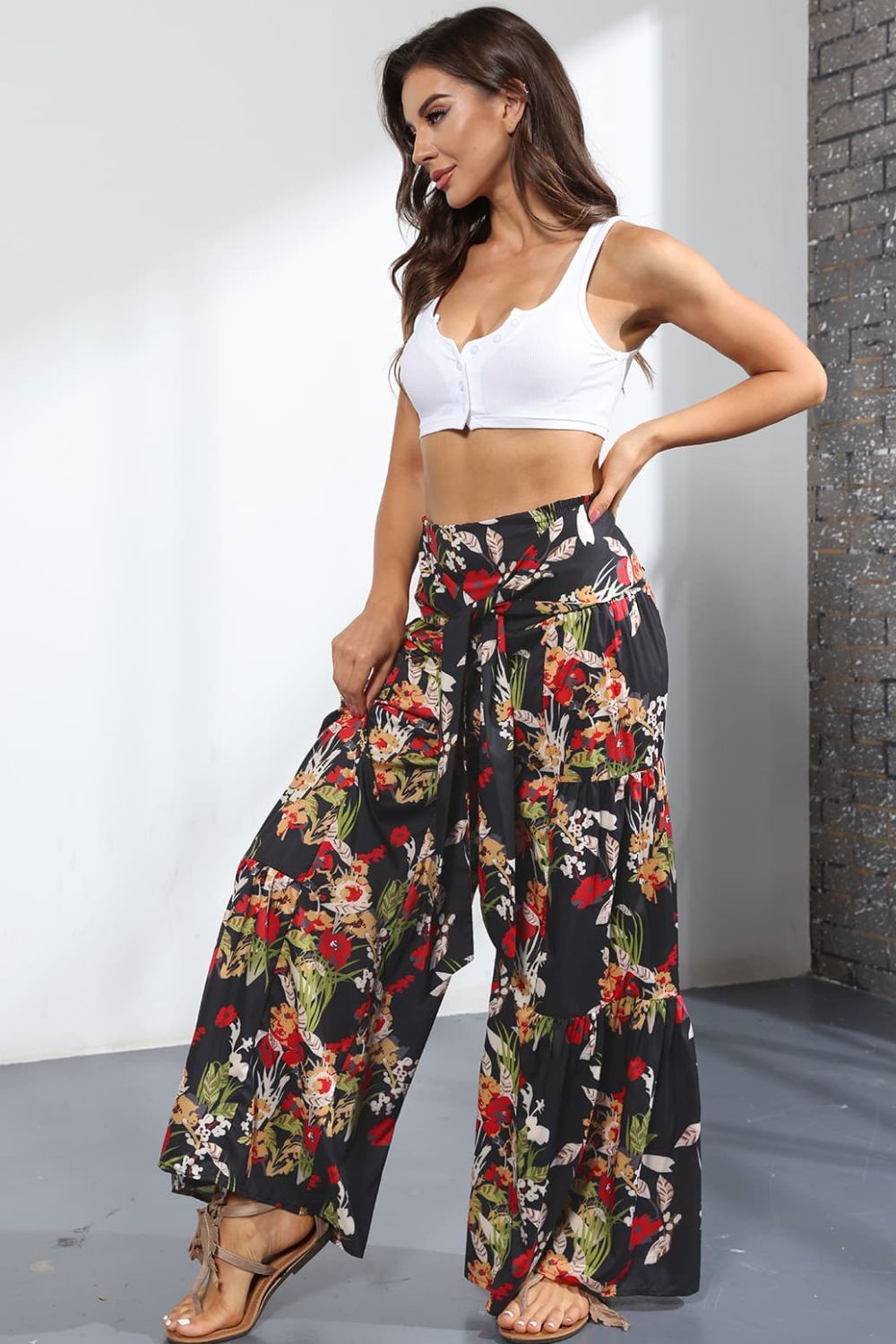 Printed High-Rise Tied Culottes - Doll Fits