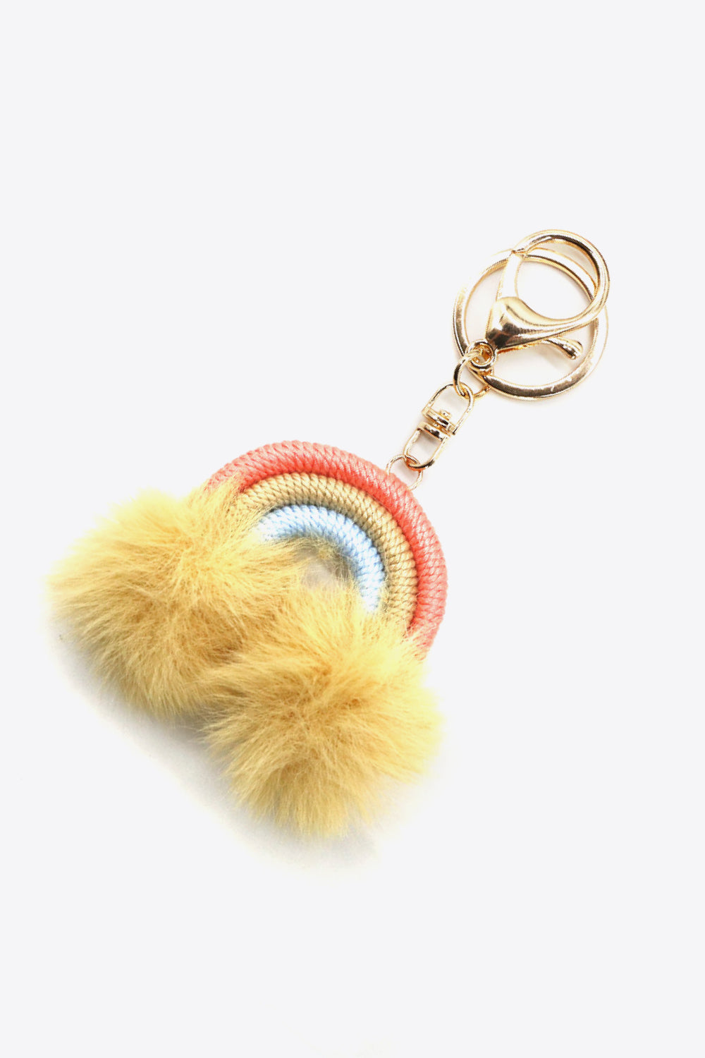 Assorted 4-Pack Rainbow Pom Pom Keychain Keychains- Doll Fits