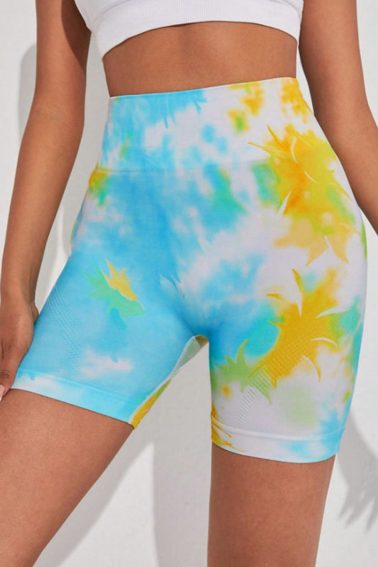 Tie-Dye Wide Waistband Sports Shorts  Activewear- Doll Fits