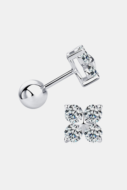 Moissanite 925 Sterling Silver Four-Leaf Clover Shape Earrings  Earrings- Doll Fits