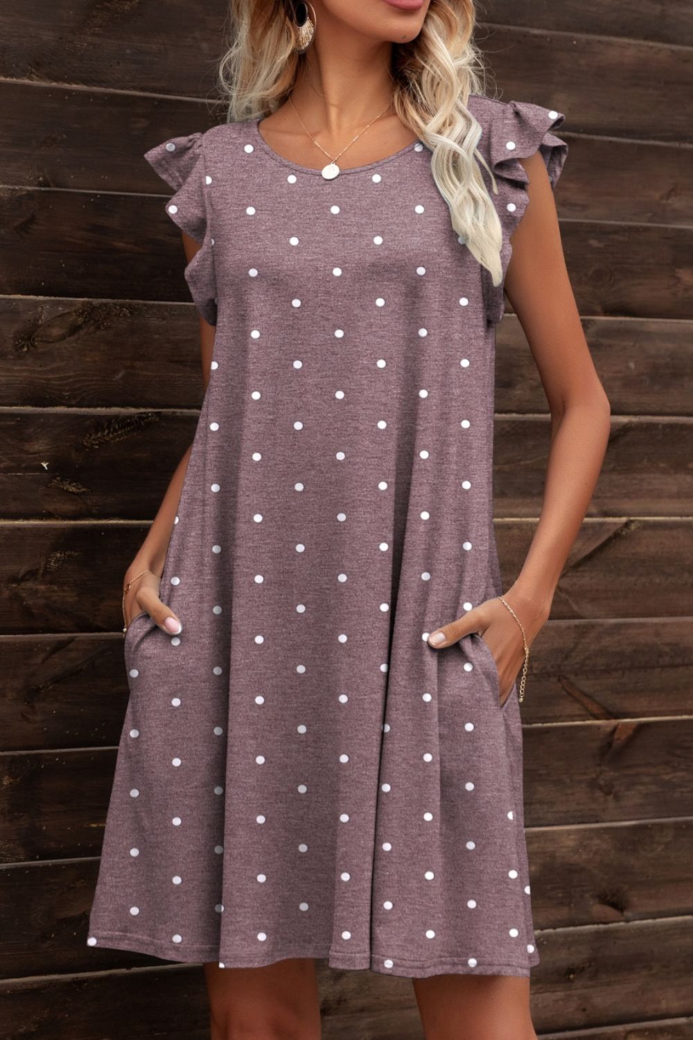 Butterfly Sleeve Round Neck Dress Dresses- Doll Fits