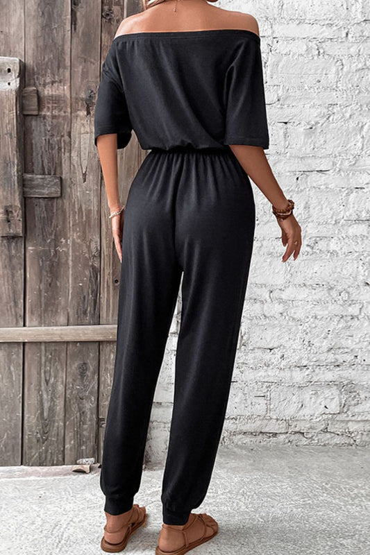Off-Shoulder Jumpsuit with Pockets  Jumpsuits & Rompers- Doll Fits