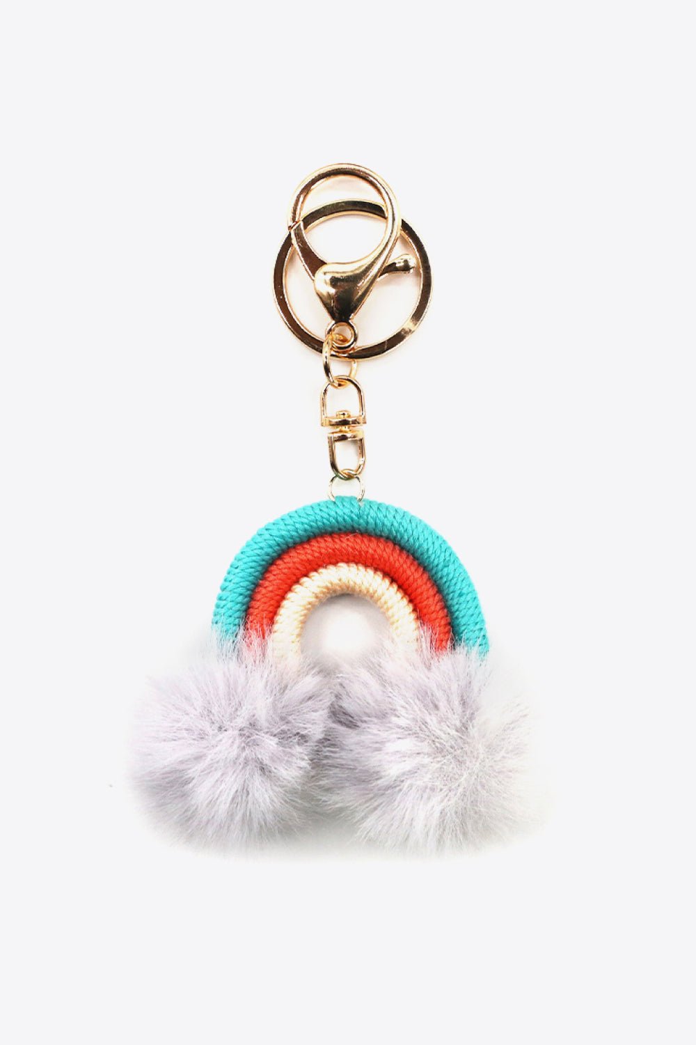 Assorted 4-Pack Rainbow Pom Pom Keychain Keychains- Doll Fits