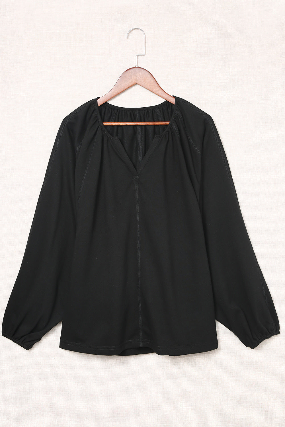Notched Neck Balloon Sleeve Blouse  Shirts & Tops- Doll Fits