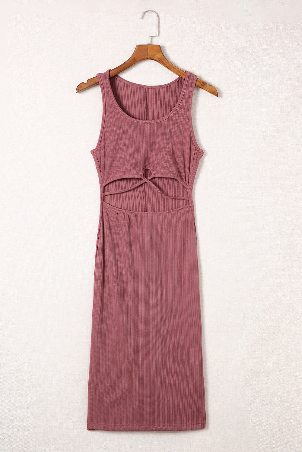 Crisscross Cutout Scoop Neck Slit Midi Dress  Dresses- Doll Fits