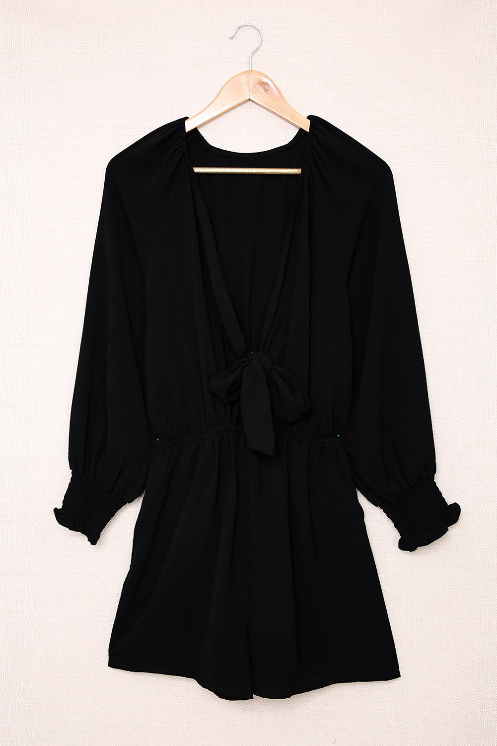Tied Flounce Sleeve Plunge Romper  Jumpsuits & Rompers- Doll Fits