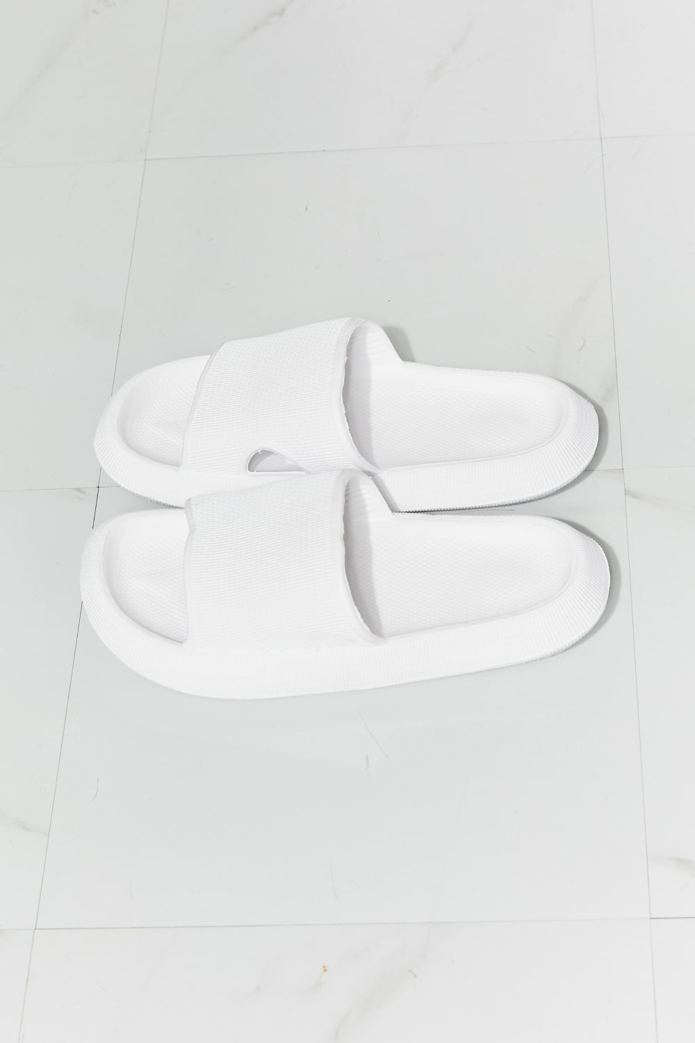MMShoes Arms Around Me Open Toe Slide in White  Shoes- Doll Fits