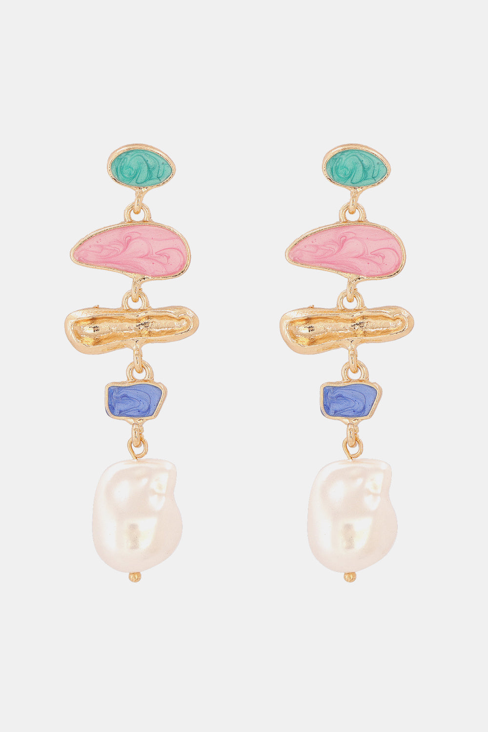 Abnormal Shape Zinc Alloy Synthetic Pearl Dangle Earrings  Earrings- Doll Fits