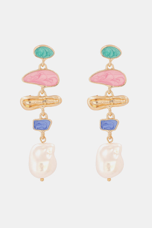 Abnormal Shape Zinc Alloy Synthetic Pearl Dangle Earrings  Earrings- Doll Fits