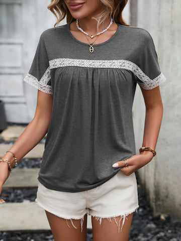 Contrast Round Neck Short Sleeve Tee  - Doll Fits