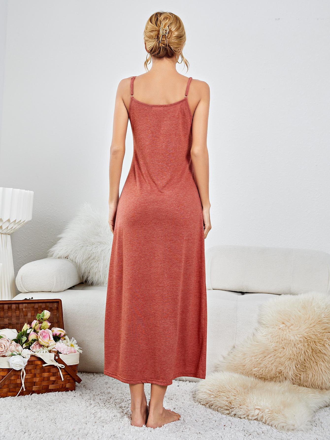 Scoop Neck Spaghetti Strap Night Dress  Dresses- Doll Fits